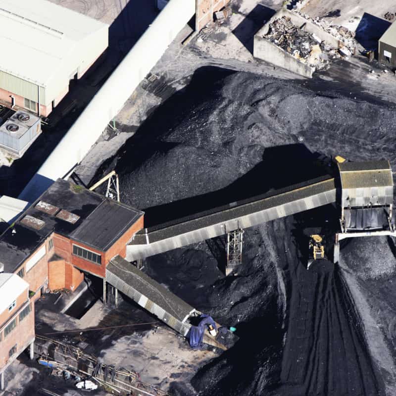 Coal stockpile aerial view