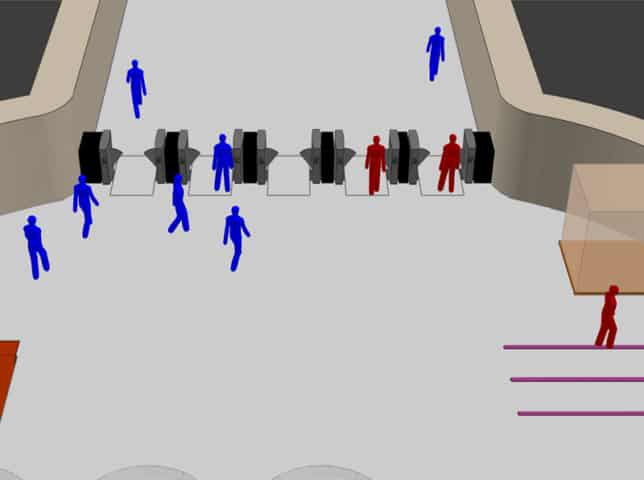 3D MassMotion model of social distancing