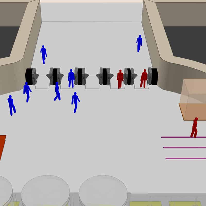3D MassMotion model of social distancing