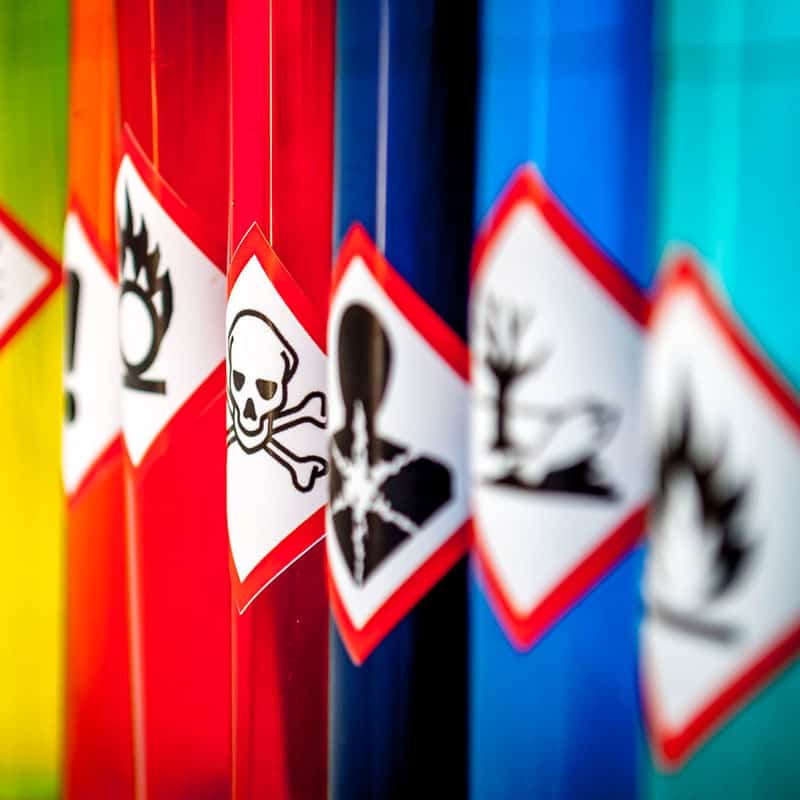 bottles of hazardous chemicals