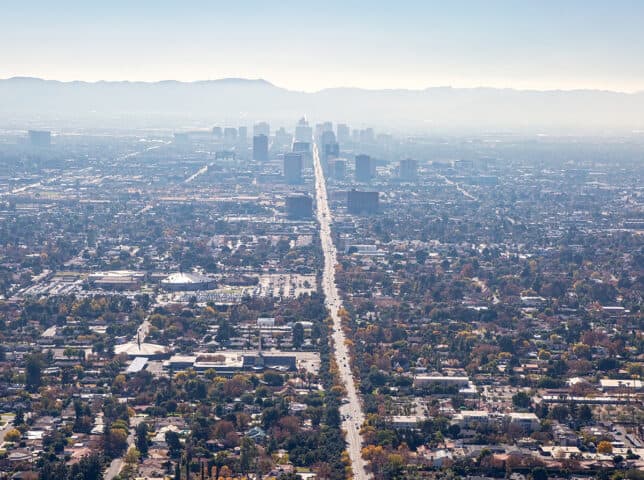 cityscape showing temperature inversion