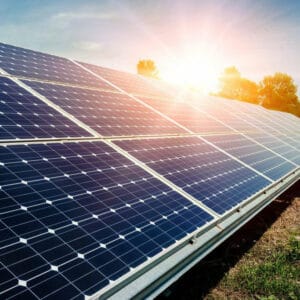 solar panel array in a field