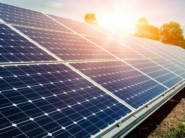 solar panel array in a field