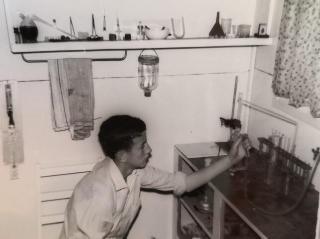 Larry at 16 in his home laboratory
